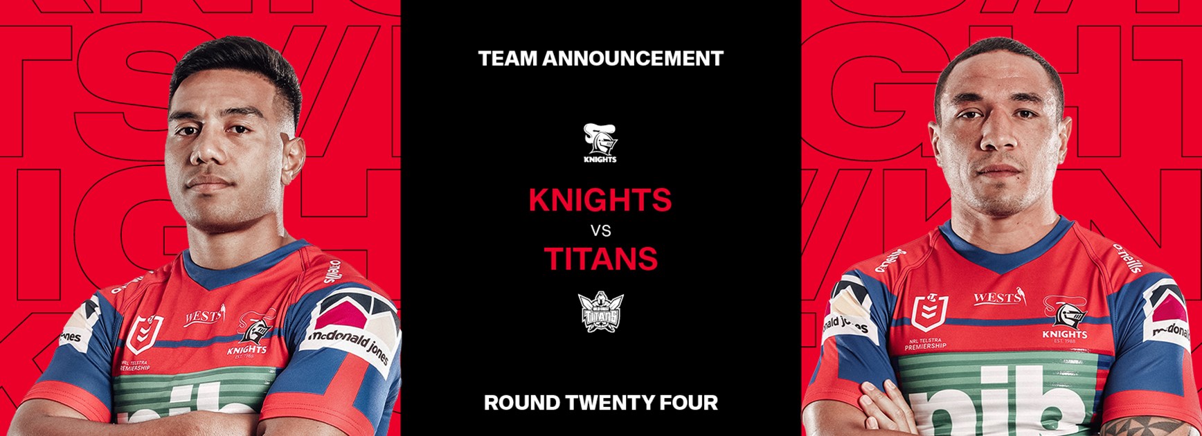 Knights v Titans Round 24 NRL team list