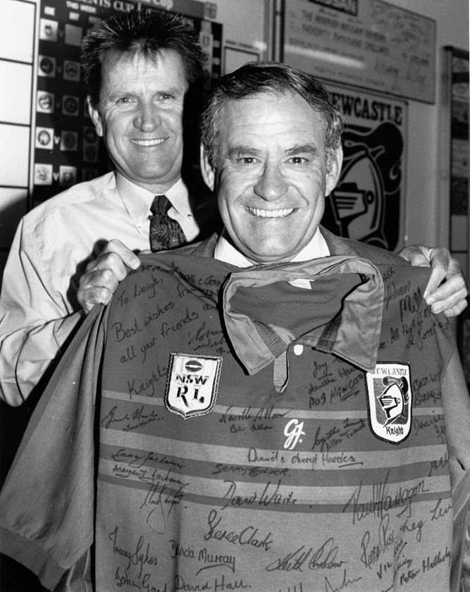 Founding Fathers: Michael Hill (left) and Leigh Maughan (right) were the men behind the launch of the Newcastle Knights.