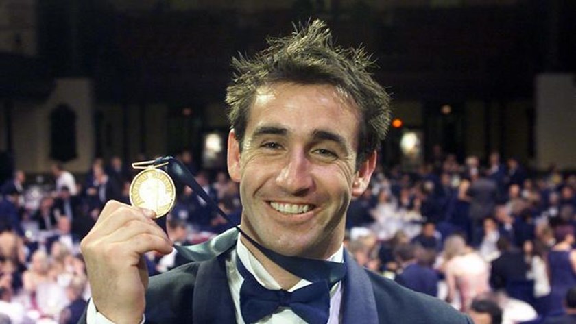 Andrew 'Joey' Johns wins his third Dally M Medal for the NRL's best and fairest during the 2002 season.