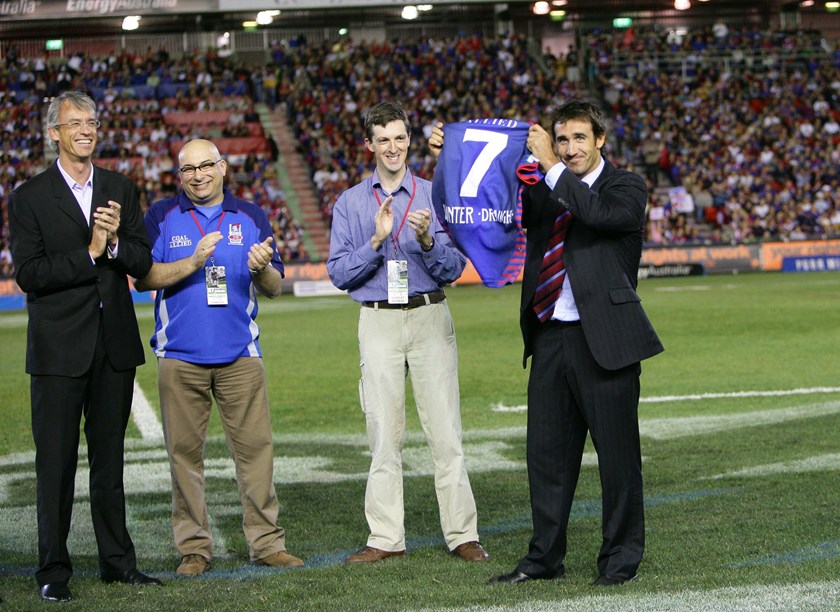 A career for the ages: Andrew Johns called time on his illustrious career during the 2007 season with the Eastern Grandstand named in his honour.