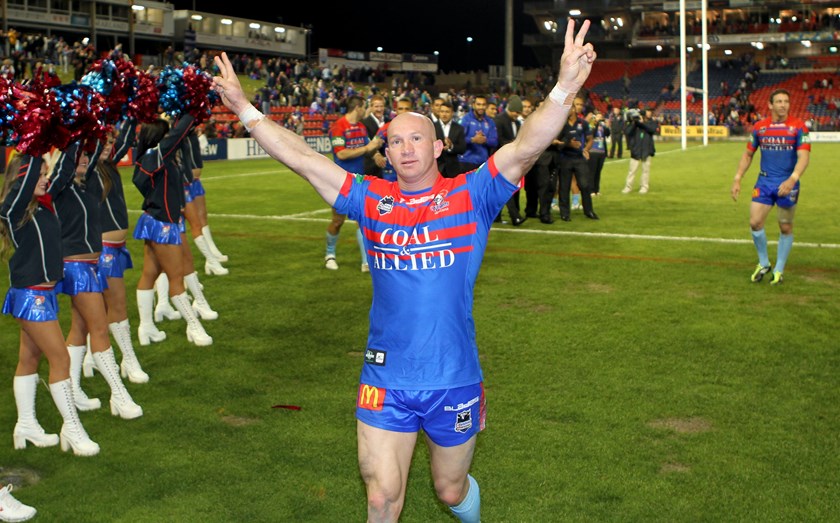 Knights legend Adam MacDougall farewelled the Knights faithful after playing his last home game in 2011.