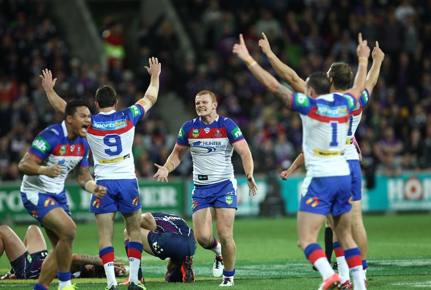 The Knights defeated reigning premiers, the Melbourne Storm, in week two of the 2013 finals at AAMI Park, Melbourne.