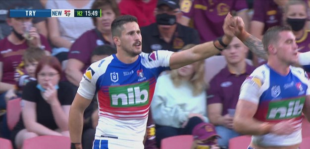 Jack Johns scores his first try in the NRL