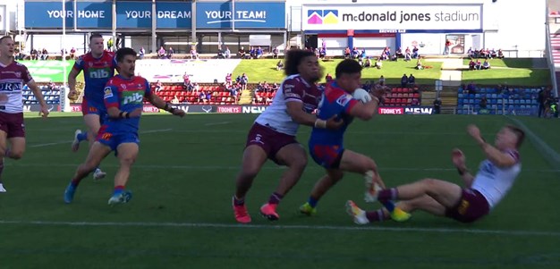 Pearce and Ponga exchange passes as To'a scores