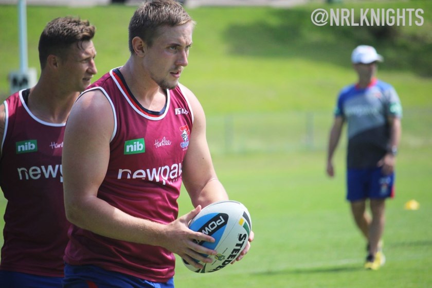 Jack Stockwell readies himself for a hit-up on the pads.