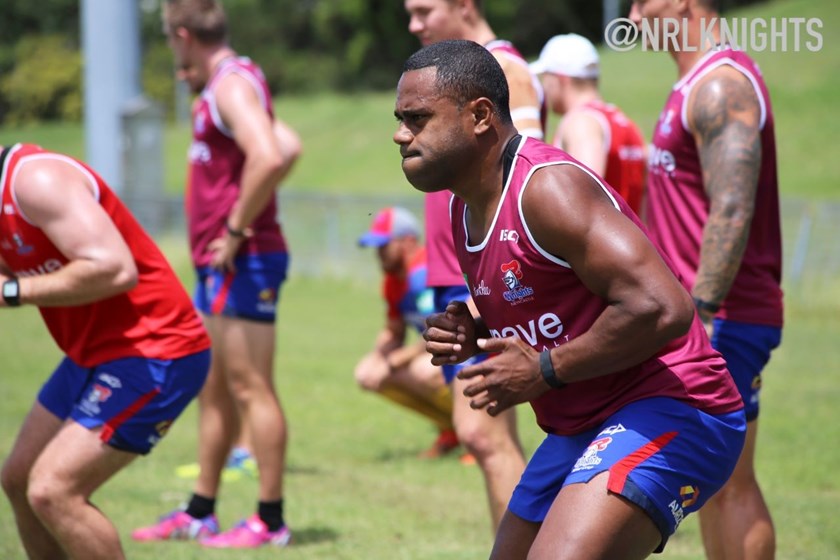 Akuila Uate is all focus as he works on his agility.