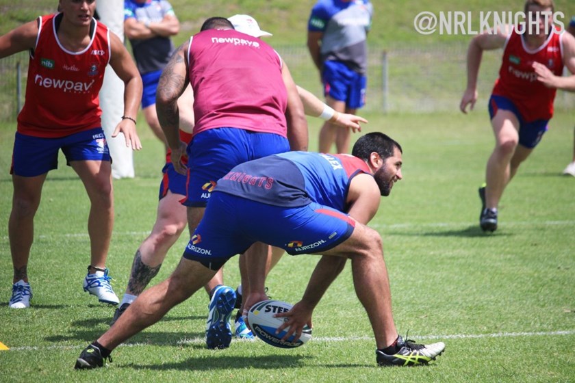 David Bhana plays the ball from dummy-half.