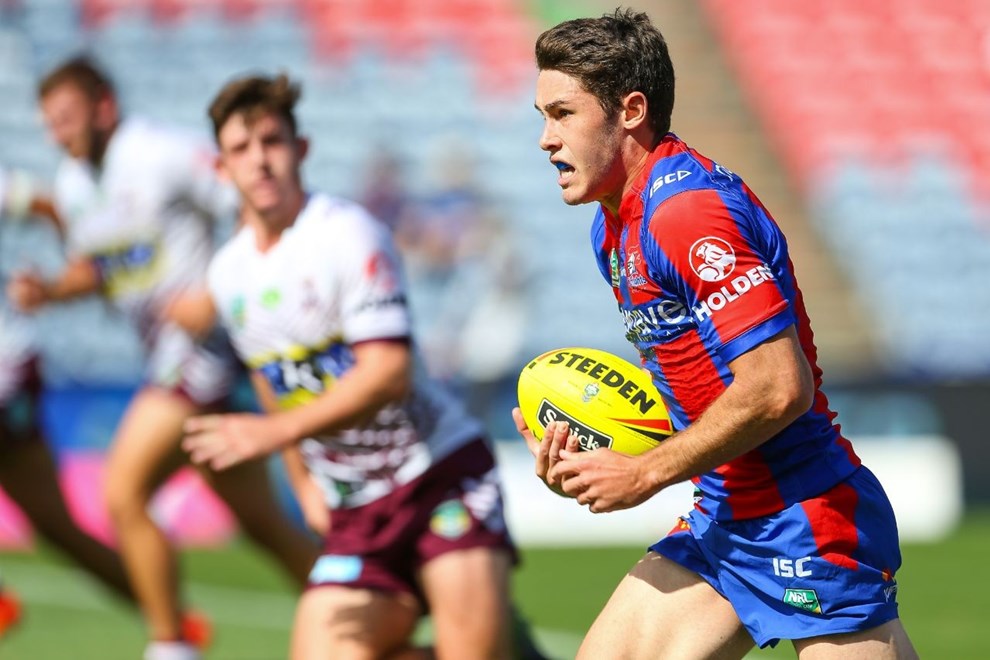 Competition - NYC Premiership Round - Round 08 Teams - Newcastle Knights v Manly Sea Eagles - 25th of April 2016 Venue - Hunter Stadium, Broadmeadow, NSW, Photographer - Paul Barkley
