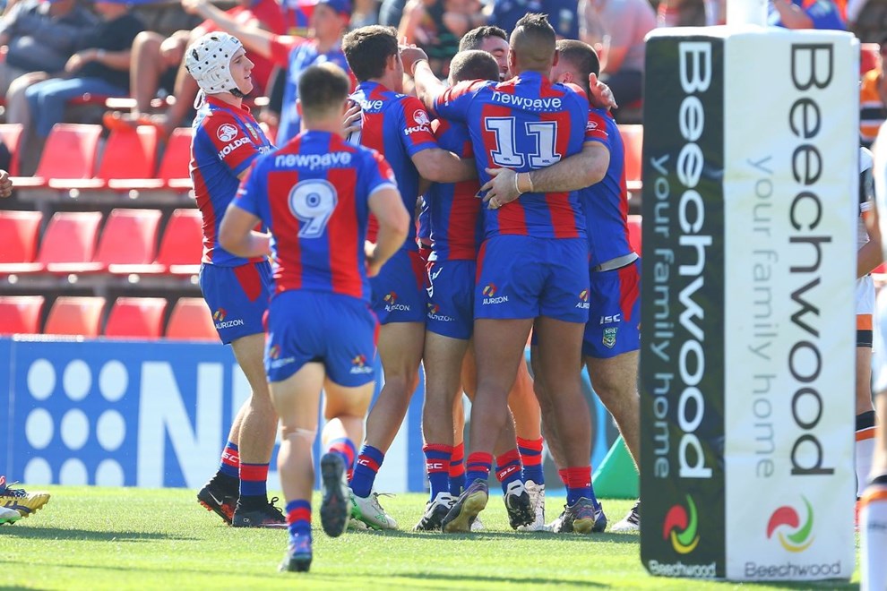 Competition - NYC Premiership Round - Round 06 Teams - Newcastle Knights v Wests Tigers - 10th of April 2016 Venue - Hunter Stadium, Broadmeadow NSW, Photographer - Paul Barkley