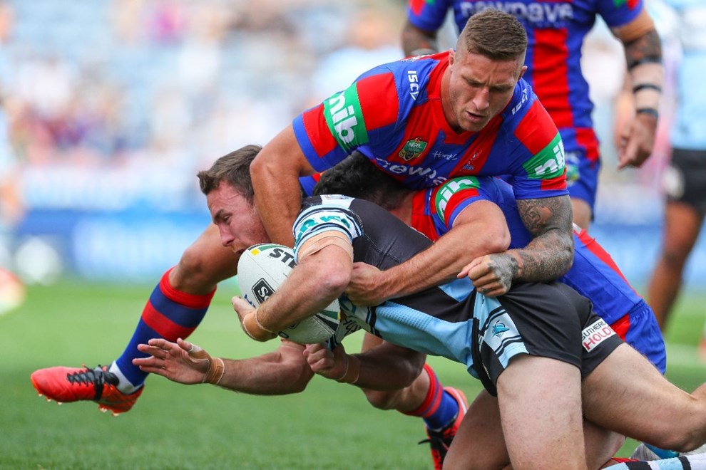 Competition - NRL Premiership Round. Round - Round 10. Teams - Newcastle Knights v Cronulla Sharks. Date - 15th of May 2016. Venue - Hunter Stadium, Broadmeadow NSW. Photographer - Paul Barkley.