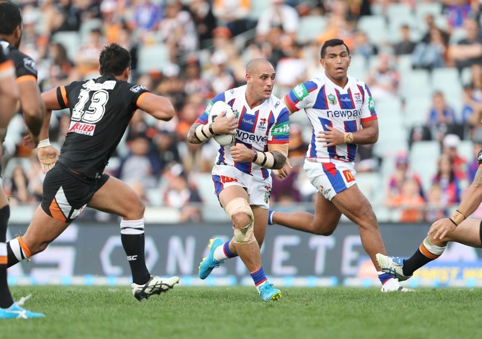 Competition - NRL.Round - 11.Teams - Wests Tigers V Newcastle Knights.Date - 21st of May 2016.Venue - Campbelltown Stadium.Photographer - Robb Cox.